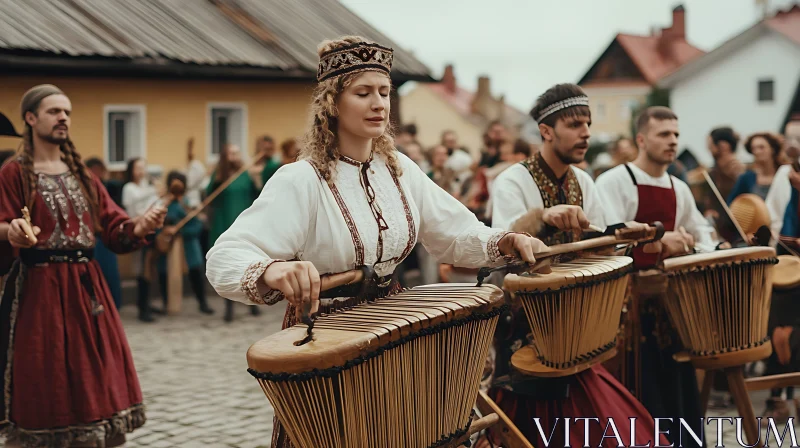 Historical Festival Drumming Performance AI Image