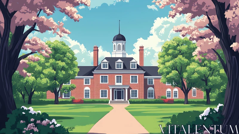 Charming Campus Architecture in Spring AI Image