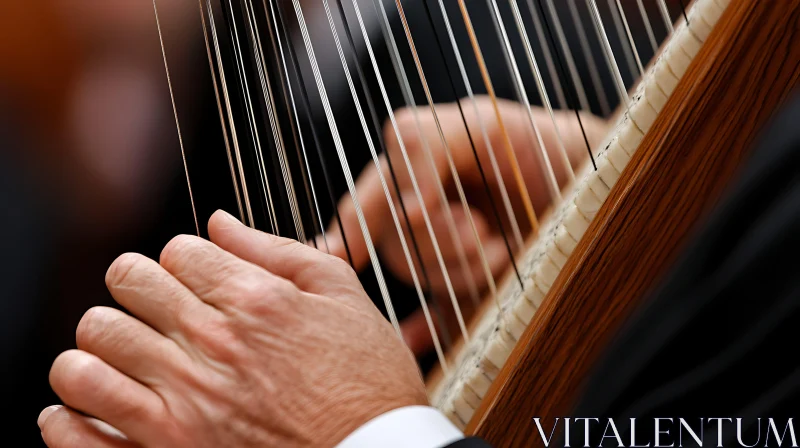 Harpist in Action AI Image