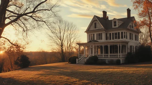 Autumn Landscape with Victorian House