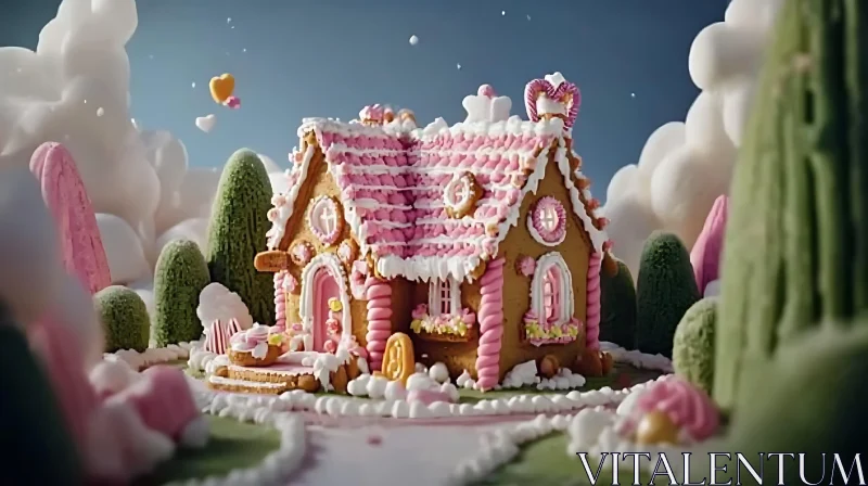 Fairytale-Inspired Candy Gingerbread House AI Image