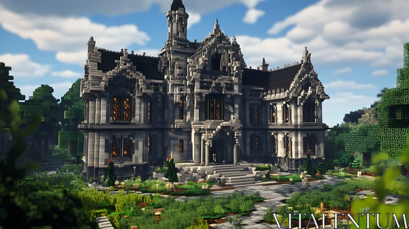 Grand Gothic Estate with Lavish Garden AI Image