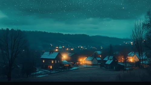 Peaceful Village Night in Winter