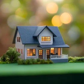 Miniature Architectural House Model with Cozy Lighting