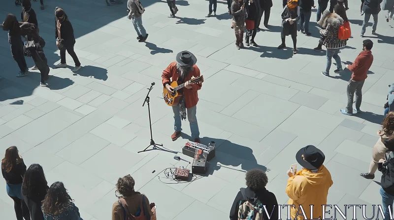 Street Guitarist Entertains Passersby AI Image