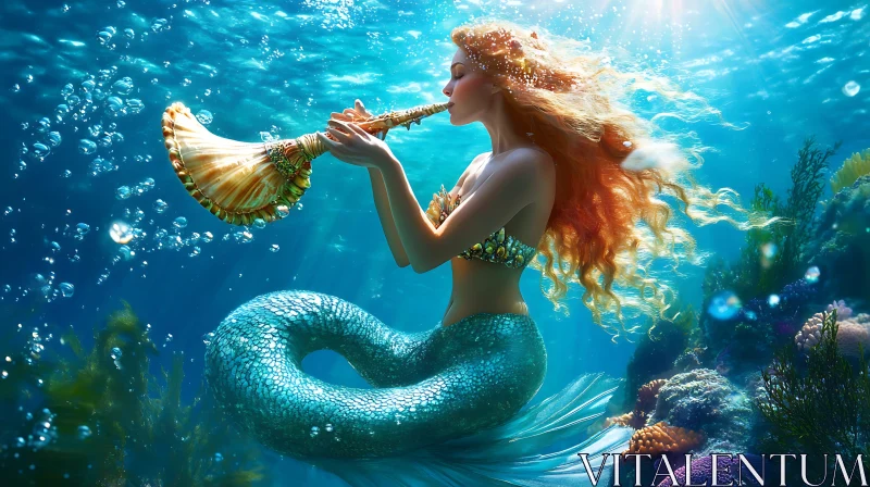 AI ART Mystical Underwater Mermaid Scene