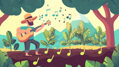 Musical Farmer in Greenery