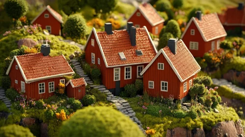 Picturesque Miniature Red Houses