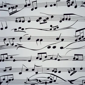 Flowing Musical Notes in Abstract Art