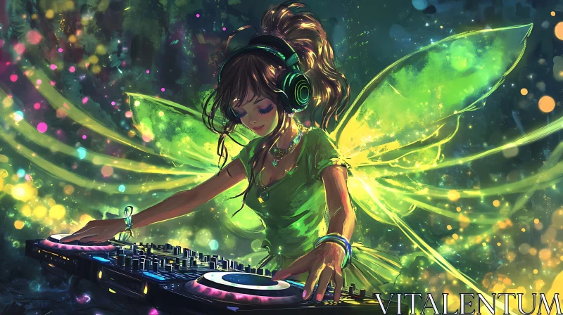 Fantastical DJ Fairy Mixing Tracks AI Image