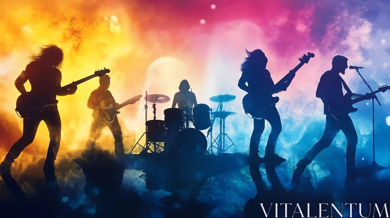 Energetic Rock Concert with Vibrant Background AI Image