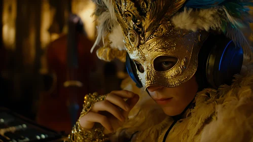 Masked Intrigue: A Portrait in Gold