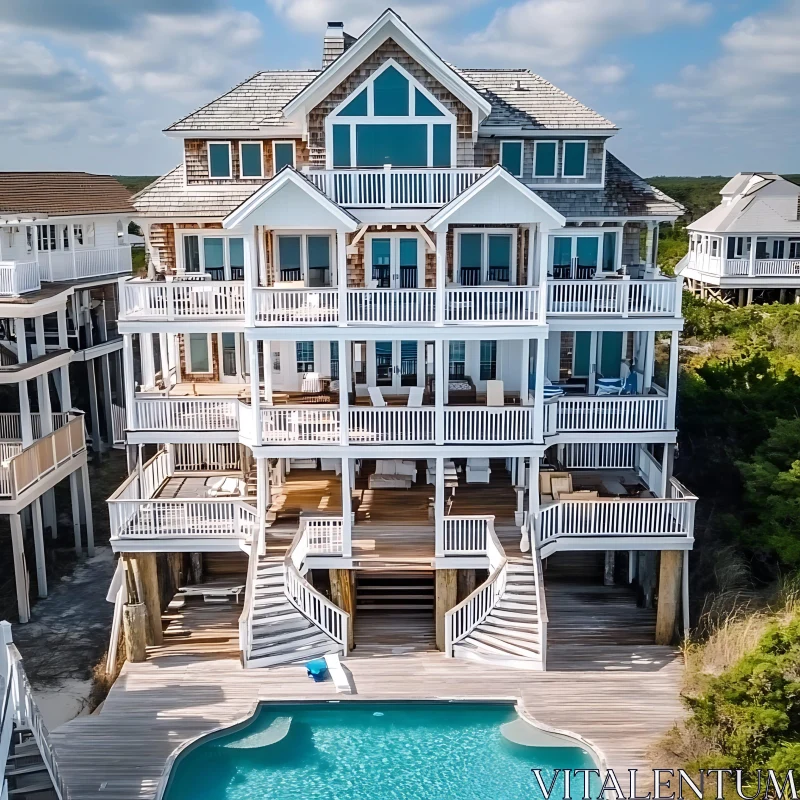 Elegant Beachfront Home with Stunning Architecture AI Image