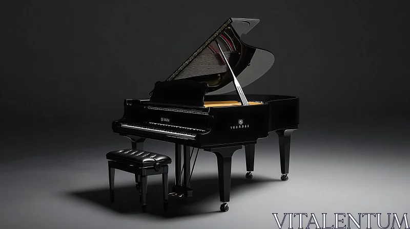 Sleek Black Grand Piano AI Image