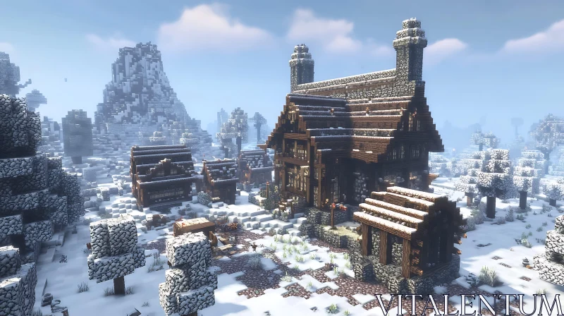 Charming Winter Wonderland Village AI Image