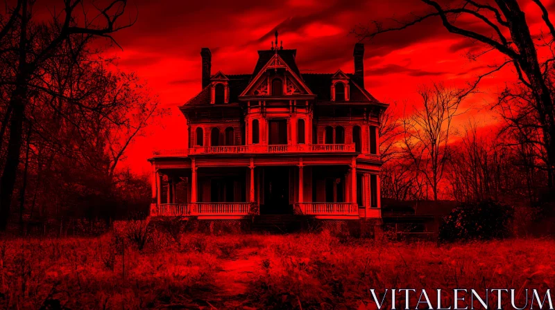 Haunted Victorian House with Dark Sky AI Image