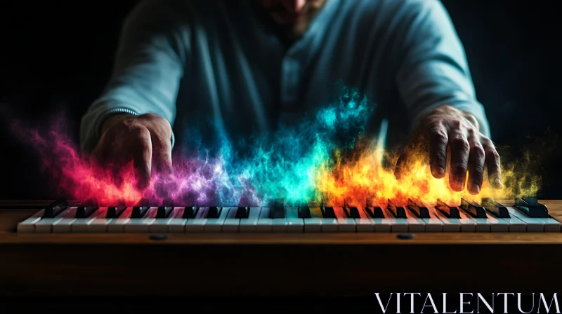 Creative Piano Performance with Vivid Colors AI Image