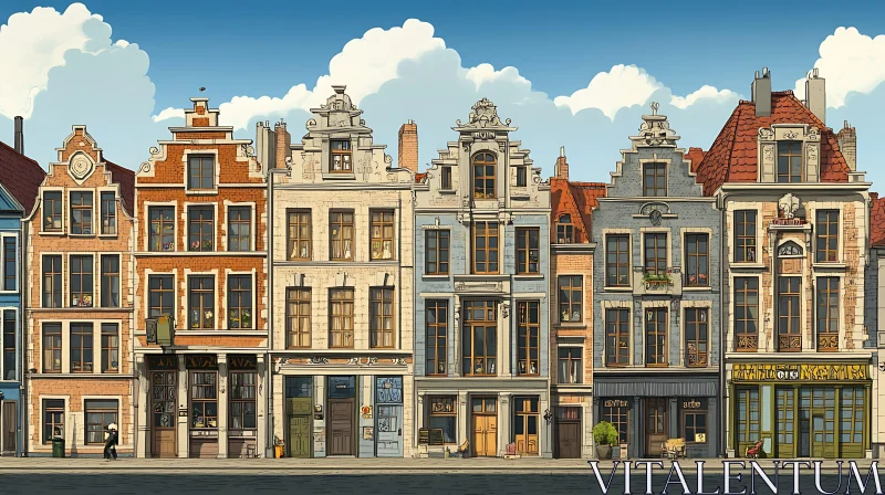 Picturesque Street with Historic Buildings AI Image