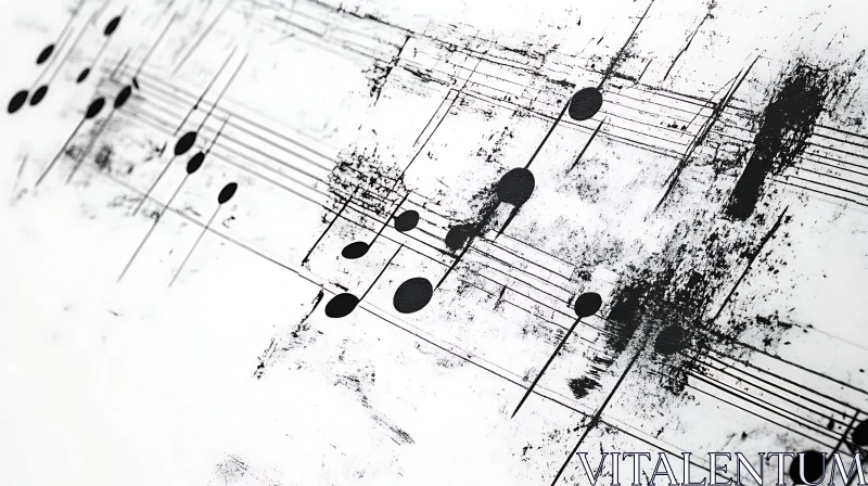 Music-Inspired Abstract Art with Black Staves AI Image