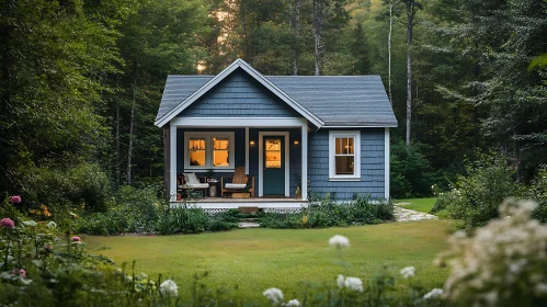 Cozy Blue Cottage Surrounded by Nature