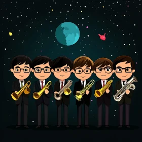 Animated Musicians in Suits with Instruments