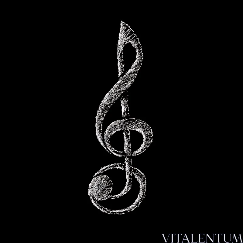 Detailed White Treble Clef Drawing AI Image