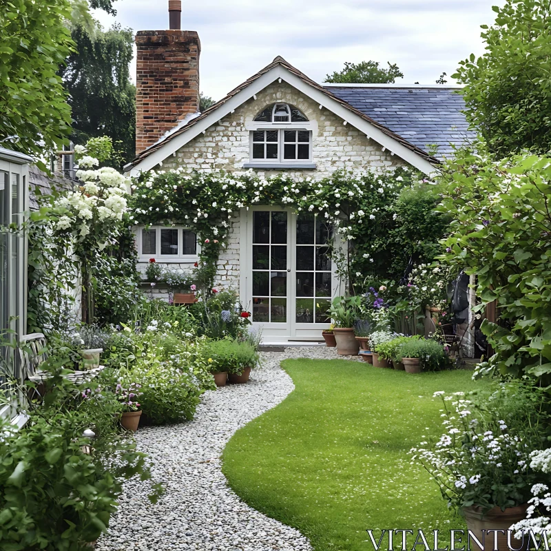 Quaint Cottage Embraced by Flourishing Garden