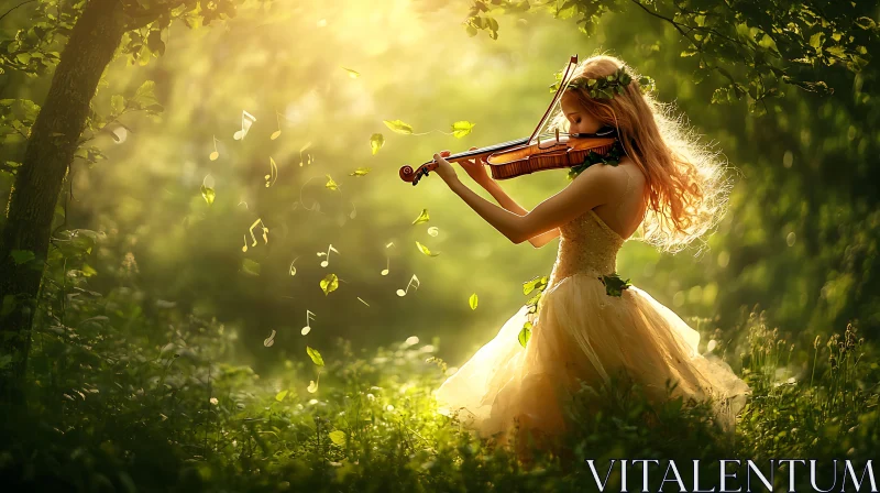 Enchanted Forest Violinist AI Image