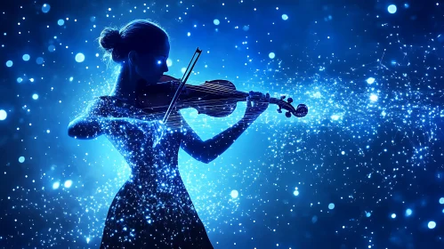 Cosmic Blue Violinist Fantasy Art