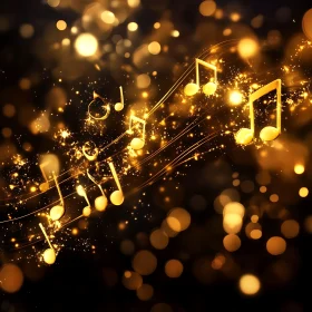 Abstract Golden Music Notes on Dark Background