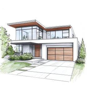 Contemporary House Design Drawing