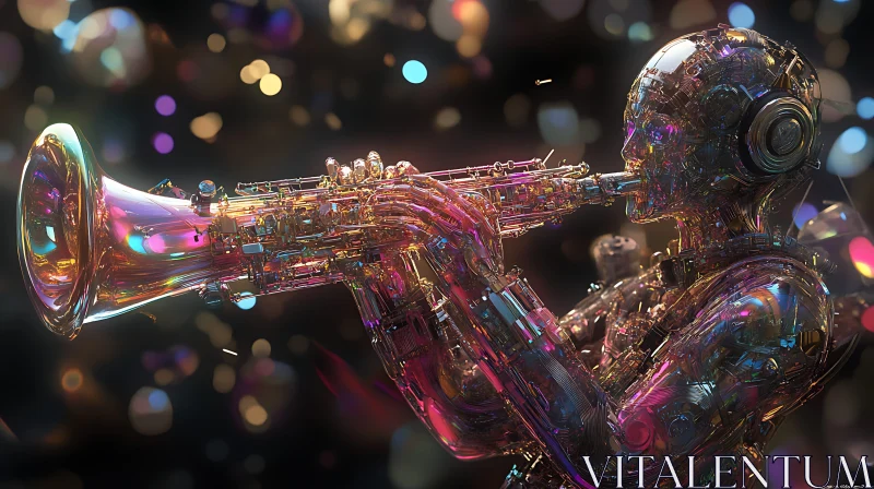 AI ART Cybernetic Musician with Trumpet