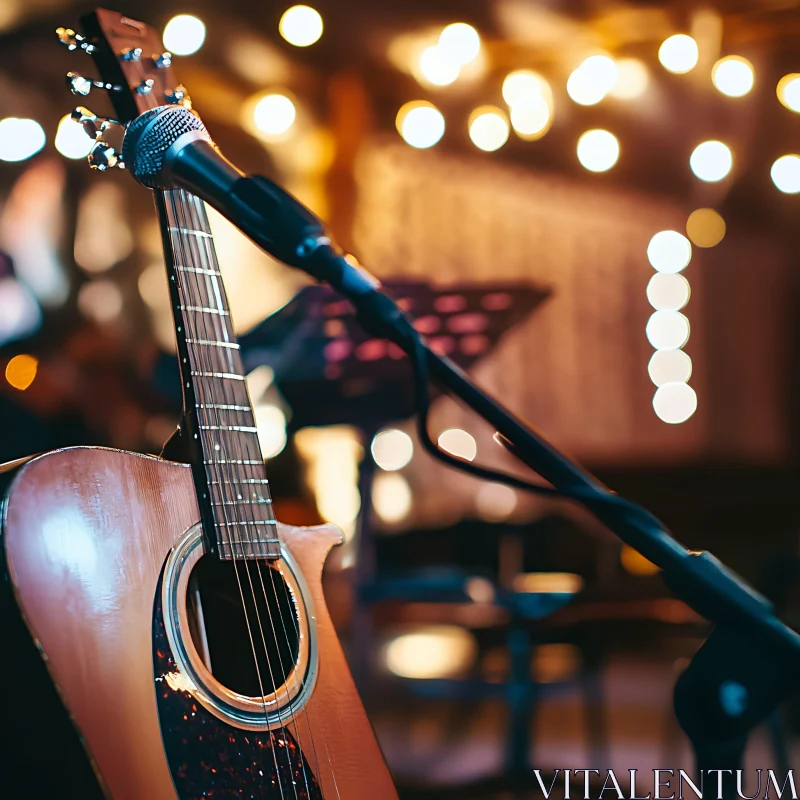 Guitar and Mic on Performance Stage AI Image