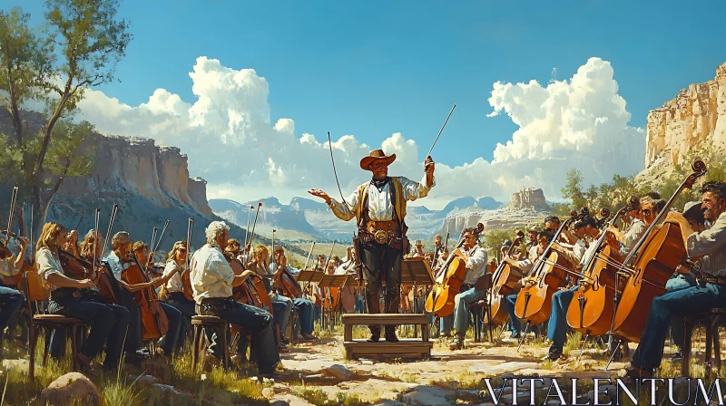 Musical Performance in Majestic Canyon AI Image