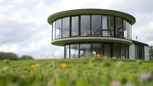 Circular Glass House in Nature