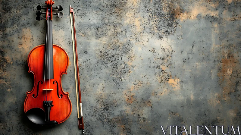 Classical Violin and Bow Display AI Image