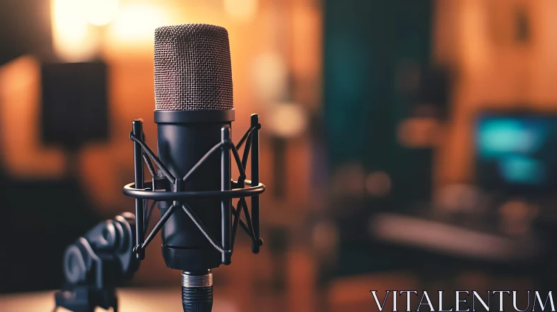 Hi-Tech Microphone in a Professional Recording Studio AI Image