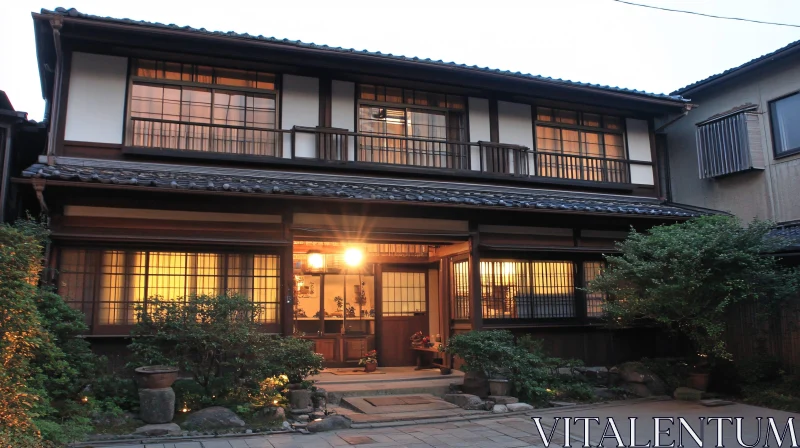 AI ART Charming Japanese Home with Evening Illumination