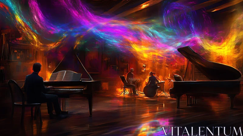 AI ART Grand Piano Performance in Abstract Colors