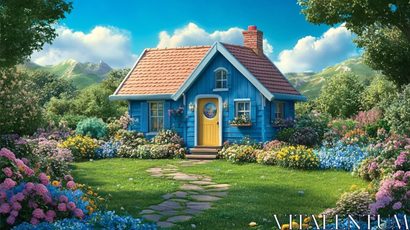 AI ART Quaint Cottage with Lush Garden