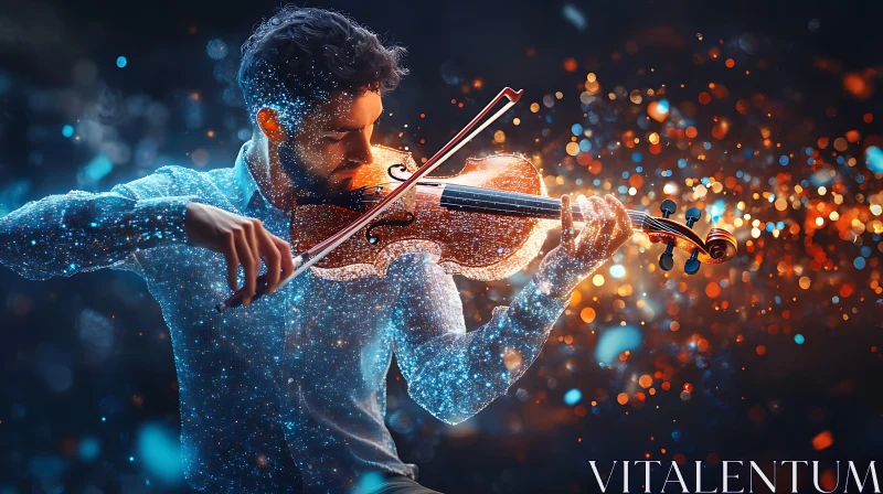 Ethereal Violinist in a Sparkling Ambiance AI Image