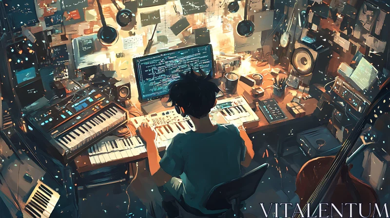 AI ART Tech-Savvy Music Producer's Home Studio