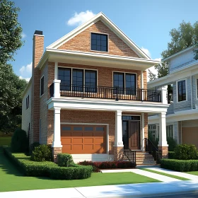 Contemporary Brick Home with Black-Framed Windows