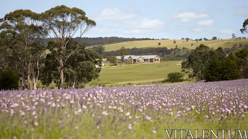 AI ART Pastoral Farmhouse Surrounded by Lavender Fields