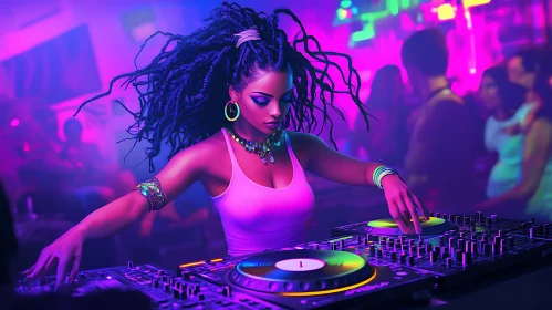 Energetic Nightclub DJ Performance with Neon Lights