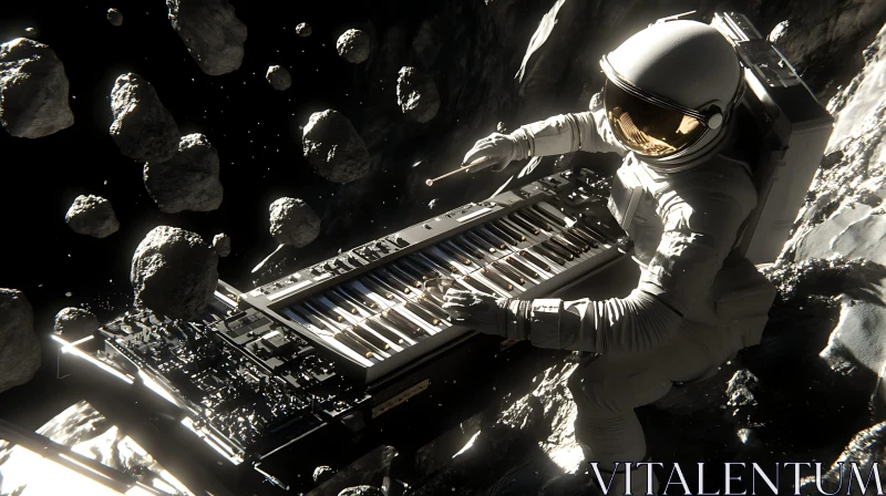 Space Musician Floating Amongst Asteroids AI Image