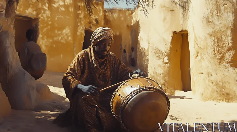 Cultural Expression in Desert Village through Music AI Image