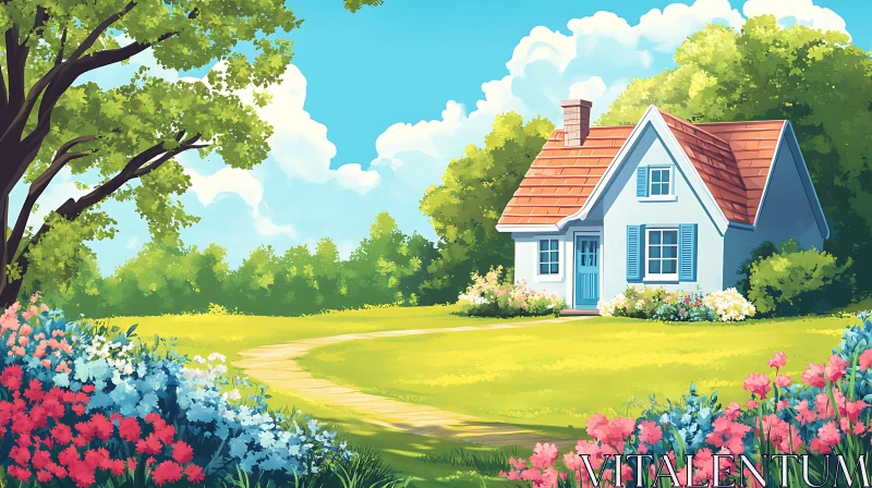 AI ART Charming House in a Lush Garden