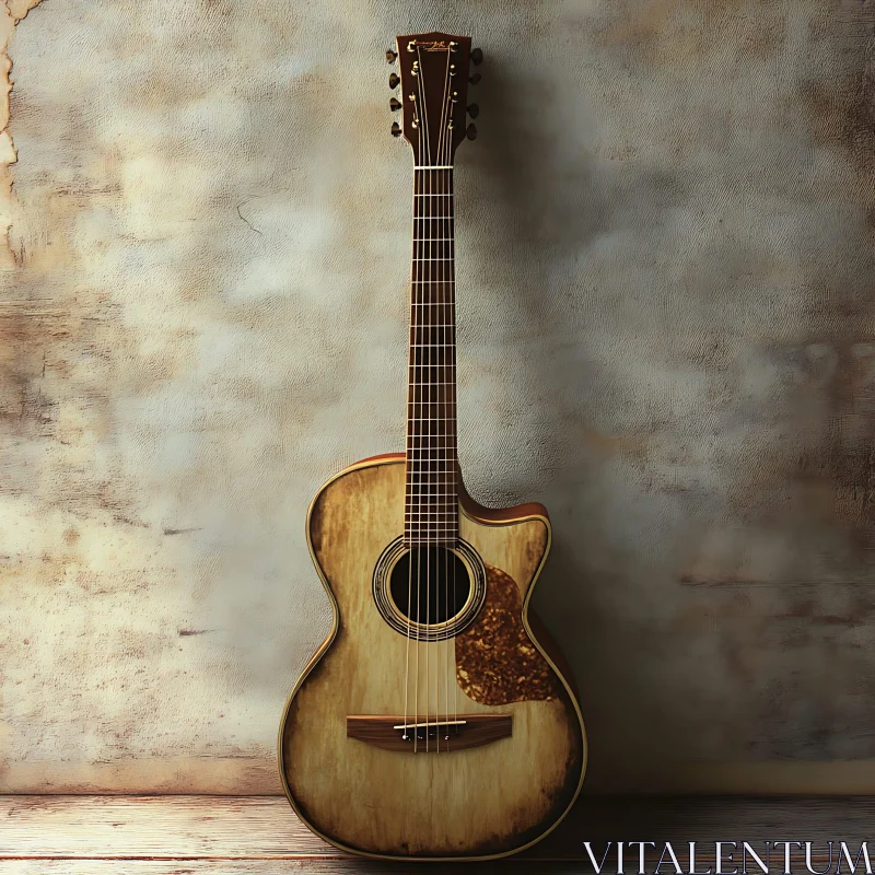 AI ART Rustic Acoustic Guitar Scene