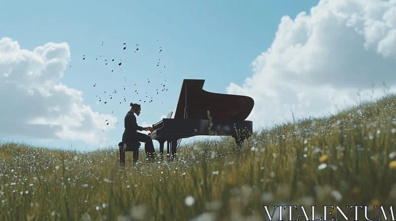 Whimsical Piano Performance in Nature AI Image